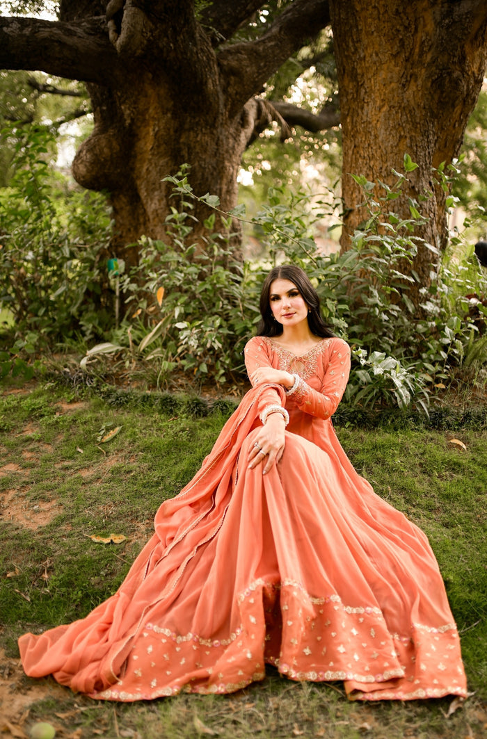 Nimrah Shah in Peach Decency Outfit