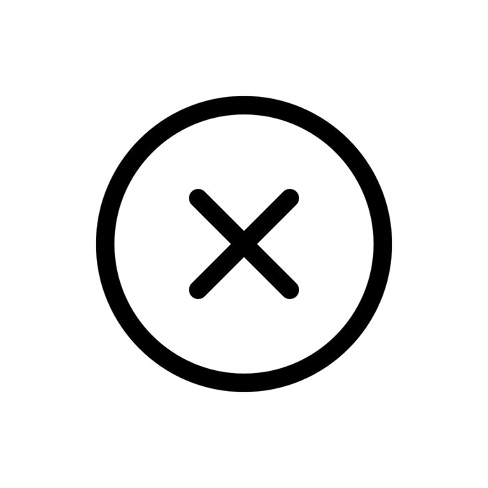 Black 'X' symbol inside a circle on a white background