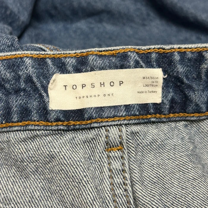 Jeans Straight By Topshop In Blue Denim, Size: 18