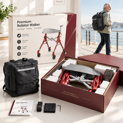 Ultra‑Light Foldable Rollator Walker for Seniors & Adults, Dual X‑Shape Heavy‑Duty Frame, Supports 330 Lbs, Comes with Travel Carry Bag