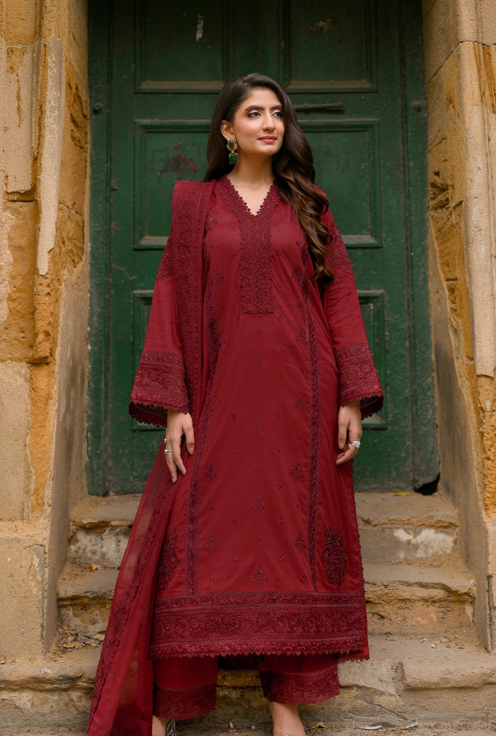 Mocha Maroon (3-Piece Lawn Tailored)