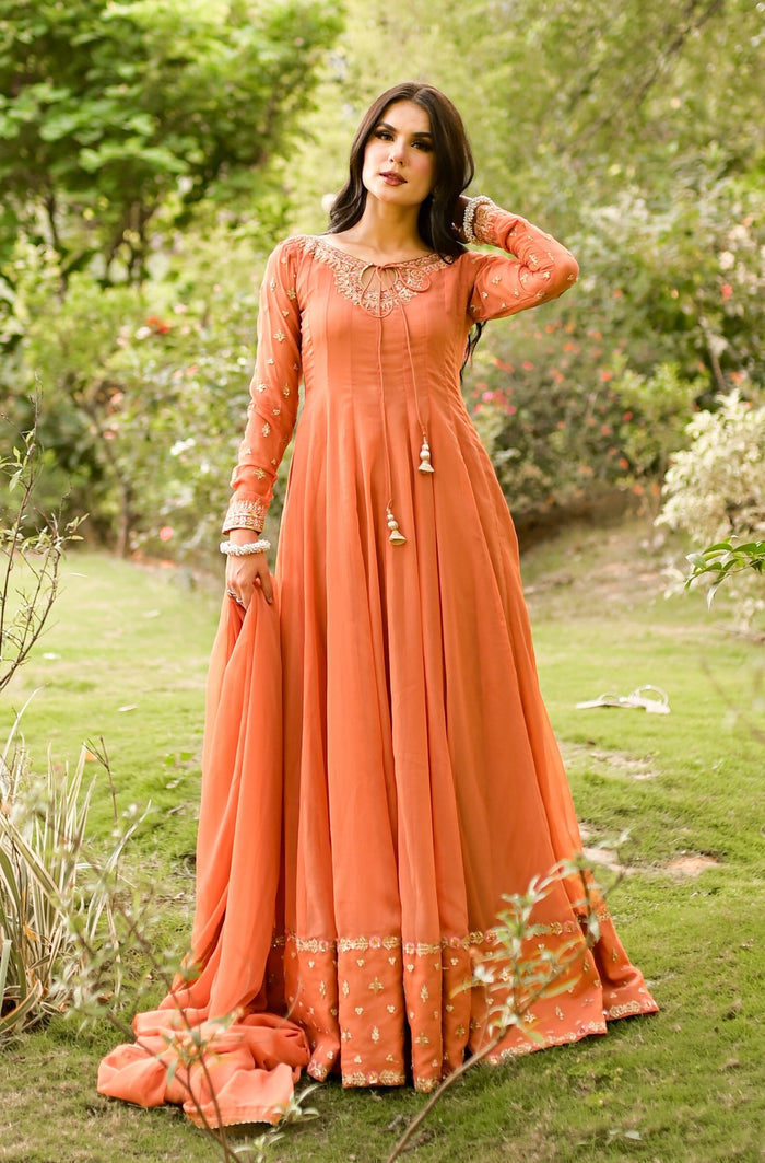 Nimrah Shah in Peach Decency Outfit