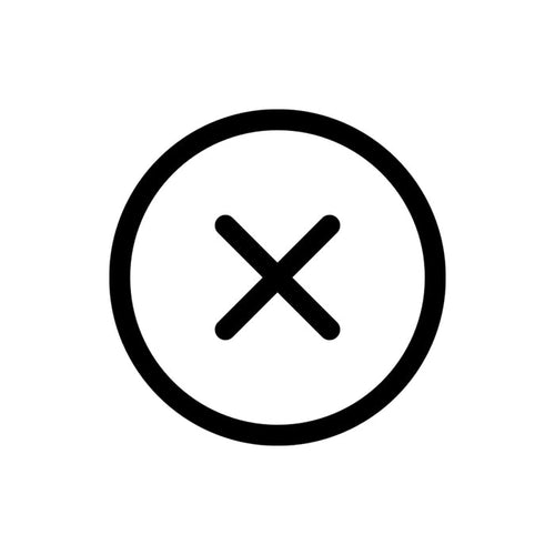 Black 'X' symbol inside a circle on a white background