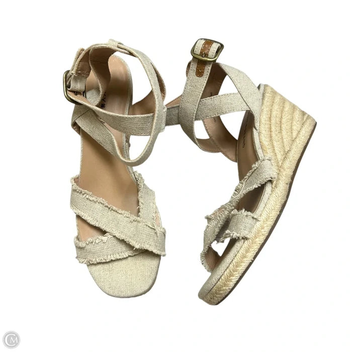 Sandals Heels Wedge By Lucky Brand In Tan, Size: 8.5