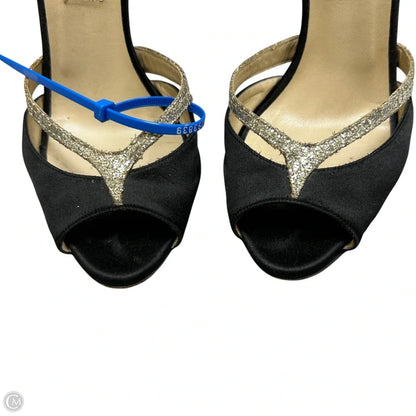 Sandals Luxury Designer By Jimmy Choo In Black & Gold, Size: 6.5