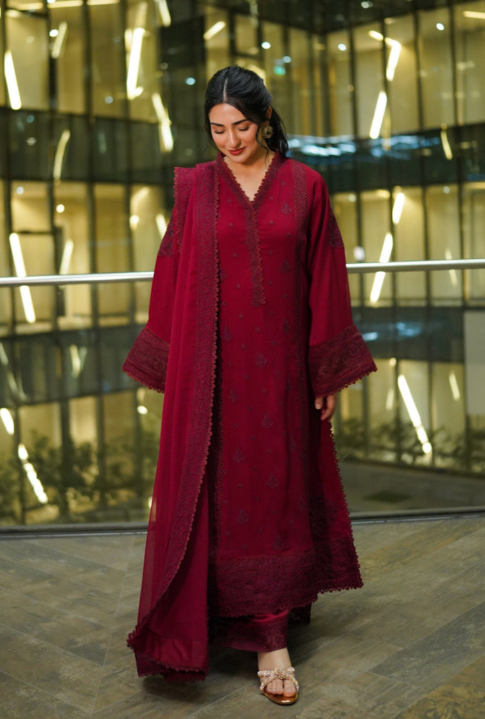 Sarah Khan in Ruby Outfit