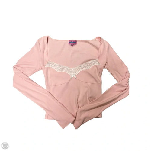Top Long Sleeve By Edikted In Pink & White, Size: Xs