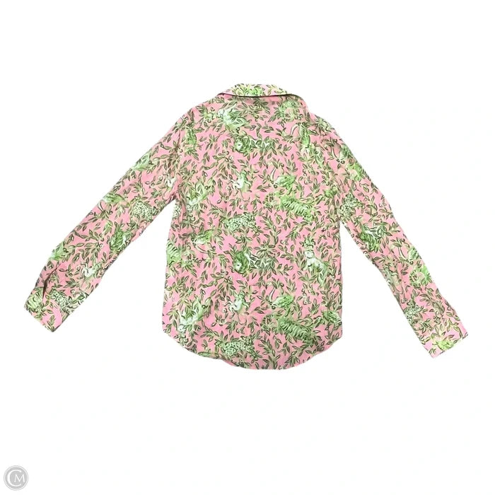 Top Long Sleeve Designer By Lilly Pulitzer In Green & Pink, Size: S