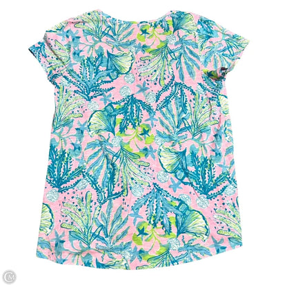 Top Short Sleeve Designer By Lilly Pulitzer In Blue & Pink, Size: Xl