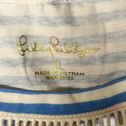 Top Sleeveless Designer By Lilly Pulitzer In Blue & White, Size: Xl