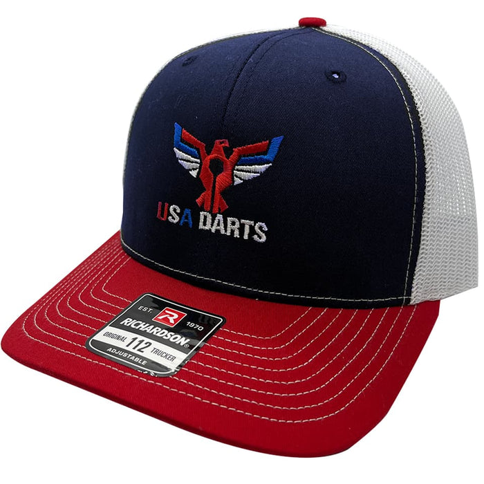 USA Darts Richardson 112 Snapback Trucker Hat - Red, White, Navy