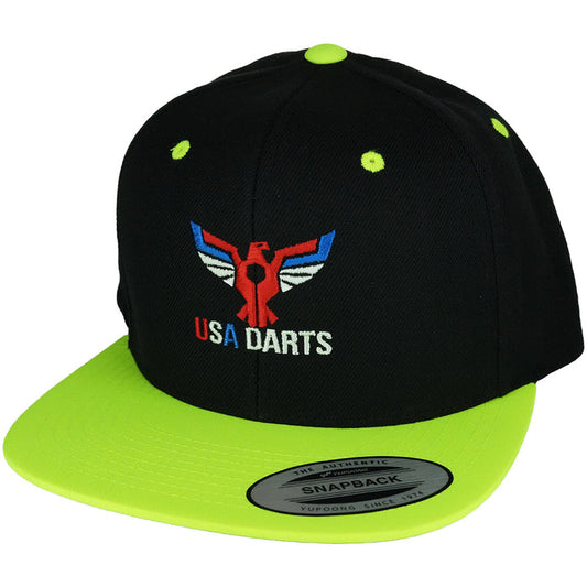 USA Darts Yupoong 6089 Snapback Hat - Black/Neon